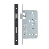 VDL7860-PCB - Zoo Hardware Vier DIN Bathroom Lock 60mm Backset (78mm Centres) with 2pc Square Forend - Powder Coated Black Finish