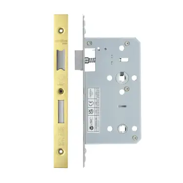 Click Here To Enlarge This Photo Of VDL7860-PVDG - Zoo Hardware Vier DIN Bathroom Lock 60mm Backset (78mm Centres) with 2pc Square Forend - PVD Gold Finish