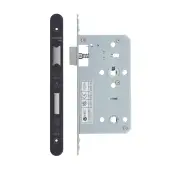 VDL7860-R-PVDBLK - Zoo Hardware Vier DIN Bathroom Lock 60mm Backset (78mm Centres) with 2pc Radius Forend - PVD Black Finish
