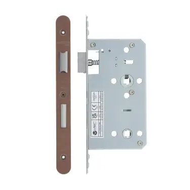 Click Here To Enlarge This Photo Of VDL7860-R-PVDBZ - Zoo Hardware Vier DIN Bathroom Lock 60mm Backset (78mm Centres) with 2pc Radius Forend - PVD Bronze Finish