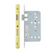 VDL7860-R-PVDG - Zoo Hardware Vier DIN Bathroom Lock 60mm Backset (78mm Centres) with 2pc Radius Forend - PVD Gold Finish