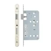 VDL7860-R-SSS - Zoo Hardware Vier DIN Bathroom Lock 60mm Backset (78mm Centres) with 2pc Radius Forend - Satin Stainless Steel Finish