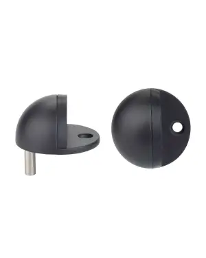 Click Here To Enlarge This Photo Of ZAS06B-PCB - Zoo Hardware Oval Floor Mounted Door Stop 45mm (Face Fix) Powder Coated Black Finish