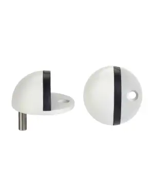 Click Here To Enlarge This Photo Of ZAS06B-PCW - Zoo Hardware Oval Floor Mounted Door Stop 45mm (Face Fix) Powder Coated White Finish