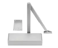 ZDC0024S-SE - Zoo Hardware Size 2-4 Template Selectable Overhead Door Closer with Flat Arm & Semi Radius Cover - Silver Finish