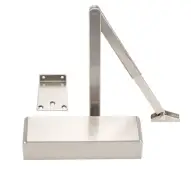 ZDC0024S-SN - Zoo Hardware Size 2-4 Template Selectable Overhead Door Closer with Flat Arm & Semi Radius Cover - Satin Nickel Finish