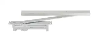 ZDC003C-SE - Zoo Hardware Concealed Overhead Door Closer (Fixed Power Size 3) with Matching Track and Arm - Silver Finish