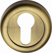 V6724-AT Heritage Brass Euro Profile Cylinder Escutcheon Antique Brass Finish