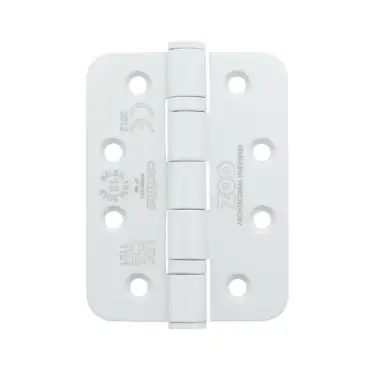 Click Here To Enlarge This Photo Of ZHSS243R-PCW - Zoo Hardware Grade 13 CE Fire Rated Ball Bearing Hinges (Radius) 102 x 76 x 3mm Powder Coated White
