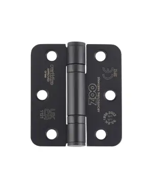 Click Here To Enlarge This Photo Of ZHSS7667R-MB - Zoo Hardware Grade 11 CE Fire Rated Ball Bearing Hinges (Radius) 76 x 67 x 2.5mm - Matt Black