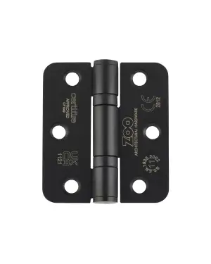 Click Here To Enlarge This Photo Of ZHSS7667R-PCB - Zoo Hardware Grade 11 CE Fire Rated Ball Bearing Hinges (Radius) 76 x 67 x 2.5mm - Powder Coated Black