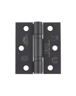 Click Here To Enlarge This Photo Of ZHSS7667S-MB - Zoo Hardware Grade 11 CE Fire Rated Ball Bearing Hinges (Square) 76 x 67 x 2.5mm - Matt Black