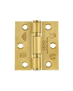 Click Here To Enlarge This Photo Of ZHSS7667S-PVDSB - Zoo Hardware Grade 11 CE Fire Rated Ball Bearing Hinges (Square) 76 x 67 x 2.5mm - PVD Satin Brass