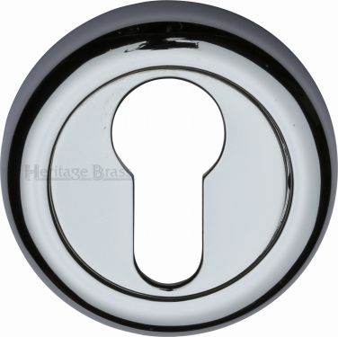 Click Here To Enlarge This Photo Of V6724-PC Heritage Brass Euro Profile Cylinder Escutcheon Polished Chrome Finish