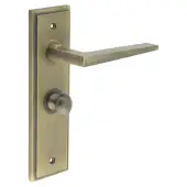 BUR-10AB-453AB-80AB Frelan Hardware Burlington 'Mayfair' Door Handles on 57mm Bathroom Backplate with Antique Brass Turn & Release (Inner 1)