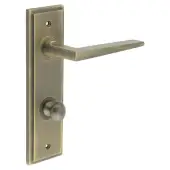 BUR-10AB-456AB-80AB Frelan Hardware Burlington 'Mayfair' Door Handles on 78mm DIN Bathroom Backplate with Antique Brass Turn & Release (Inner 1)
