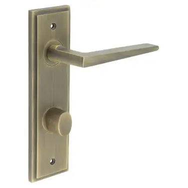 Click Here To Enlarge This Photo Of BUR-10AB-456AB-81AB Frelan Hardware Burlington 'Mayfair' Door Handles on 78mm DIN Bathroom Backplate with Antique Brass Turn & Release (Inner 3)