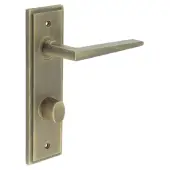BUR-10AB-456AB-81AB Frelan Hardware Burlington 'Mayfair' Door Handles on 78mm DIN Bathroom Backplate with Antique Brass Turn & Release (Inner 3)