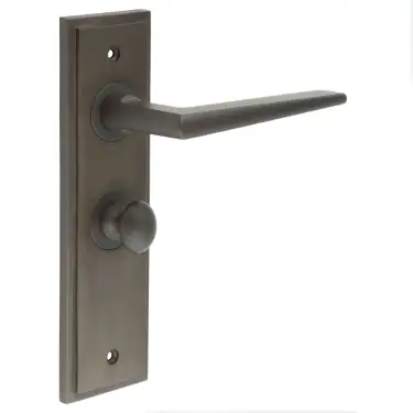 Click Here To Enlarge This Photo Of BUR-10DB-453DB-80DB Frelan Hardware Burlington 'Mayfair' Door Handles on 57mm Bathroom Backplate with Dark Bronze Turn & Release (Inner 1)