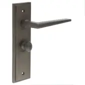 BUR-10DB-453DB-80DB Frelan Hardware Burlington 'Mayfair' Door Handles on 57mm Bathroom Backplate with Dark Bronze Turn & Release (Inner 1)