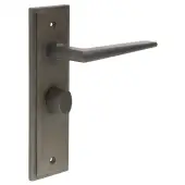 BUR-10DB-453DB-81DB Frelan Hardware Burlington 'Mayfair' Door Handles on 57mm Bathroom Backplate with Dark Bronze Turn & Release (Inner 3)