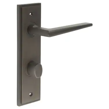 Click Here To Enlarge This Photo Of BUR-10DB-456DB-81DB Frelan Hardware Burlington 'Mayfair' Door Handles on 78mm DIN Bathroom Backplate with Dark Bronze Turn & Release (Inner 3)