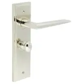 BUR-10PN-453PN-80PN Frelan Hardware Burlington 'Mayfair' Door Handles on 57mm Bathroom Backplate with Polished Nickel Turn & Release (Inner 1)