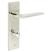 BUR-10PN-456PN-80PN Frelan Hardware Burlington 'Mayfair' Door Handles on 78mm DIN Bathroom Backplate with Polished Nickel Turn & Release (Inner 1)