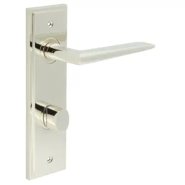 Click Here To Enlarge This Photo Of BUR-10PN-456PN-81PN Frelan Hardware Burlington 'Mayfair' Door Handles on 78mm DIN Bathroom Backplate with Polished Nickel Turn & Release (Inner 3)