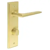 BUR-10SB-456SB-81SB Frelan Hardware Burlington 'Mayfair' Door Handles on 78mm DIN Bathroom Backplate with Satin Brass Turn & Release (Inner 3)