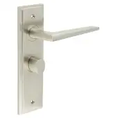 BUR-10SN-453SN-81SN Frelan Hardware Burlington 'Mayfair' Door Handles on 57mm Bathroom Backplate with Satin Nickel Turn & Release (Inner 3)