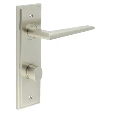 Click Here To Enlarge This Photo Of BUR-10SN-456SN-81SN Frelan Hardware Burlington 'Mayfair' Door Handles on 78mm DIN Bathroom Backplate with Satin Nickel Turn & Release (Inner 3)