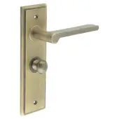 BUR-15AB-453AB-80AB Frelan Hardware Burlington 'Fitzrovia' Door Handles on 57mm Bathroom Backplate with Antique Brass Turn & Release (Inner 1)
