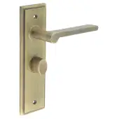 BUR-15AB-453AB-81AB Frelan Hardware Burlington 'Fitzrovia' Door Handles on 57mm Bathroom Backplate with Antique Brass Turn & Release (Inner 3)