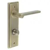 BUR-15AB-456AB-80AB Frelan Hardware Burlington 'Fitzrovia' Door Handles on 78mm DIN Bathroom Backplate with Antique Brass Turn & Release (Inner 1)