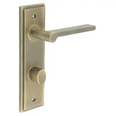 Click Here To Enlarge This Photo Of BUR-15AB-456AB-81AB Frelan Hardware Burlington 'Fitzrovia' Door Handles on 78mm DIN Bathroom Backplate with Antique Brass Turn & Release (Inner 3)