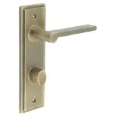 BUR-15AB-456AB-81AB Frelan Hardware Burlington 'Fitzrovia' Door Handles on 78mm DIN Bathroom Backplate with Antique Brass Turn & Release (Inner 3)