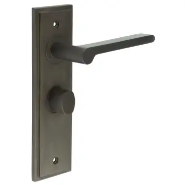 Click Here To Enlarge This Photo Of BUR-15DB-453DB-81DB Frelan Hardware Burlington 'Fitzrovia' Door Handles on 57mm Bathroom Backplate with Dark Bronze Turn & Release (Inner 3)