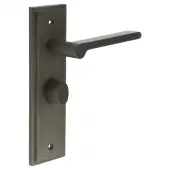 BUR-15DB-453DB-81DB Frelan Hardware Burlington 'Fitzrovia' Door Handles on 57mm Bathroom Backplate with Dark Bronze Turn & Release (Inner 3)