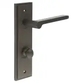 BUR-15DB-456DB-80DB Frelan Hardware Burlington 'Fitzrovia' Door Handles on 78mm DIN Bathroom Backplate with Dark Bronze Turn & Release (Inner 1)