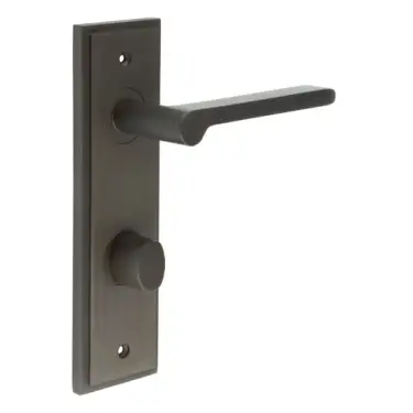 Click Here To Enlarge This Photo Of BUR-15DB-456DB-81DB Frelan Hardware Burlington 'Fitzrovia' Door Handles on 78mm DIN Bathroom Backplate with Dark Bronze Turn & Release (Inner 3)