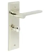 BUR-15PN-453PN-80PN Frelan Hardware Burlington 'Fitzrovia' Door Handles on 57mm Bathroom Backplate with Polished Nickel Turn & Release (Inner 1)
