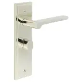 BUR-15PN-453PN-81PN Frelan Hardware Burlington 'Fitzrovia' Door Handles on 57mm Bathroom Backplate with Polished Nickel Turn & Release (Inner 3)