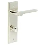 BUR-15PN-456PN-80PN Frelan Hardware Burlington 'Fitzrovia' Door Handles on 78mm DIN Bathroom Backplate with Polished Nickel Turn & Release (Inner 1)