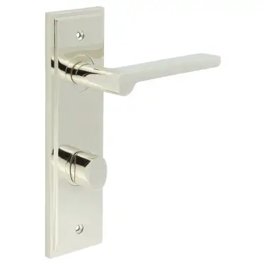 Click Here To Enlarge This Photo Of BUR-15PN-456PN-81PN Frelan Hardware Burlington 'Fitzrovia' Door Handles on 78mm DIN Bathroom Backplate with Polished Nickel Turn & Release (Inner 3)