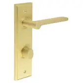 BUR-15SB-456SB-81SB Frelan Hardware Burlington 'Fitzrovia' Door Handles on 78mm DIN Bathroom Backplate with Satin Brass Turn & Release (Inner 3)