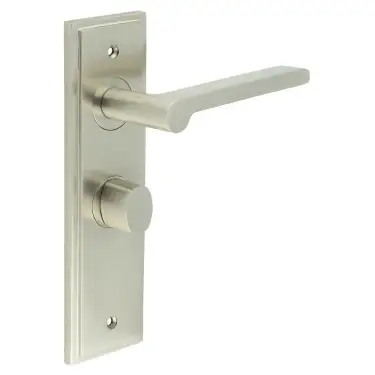 Click Here To Enlarge This Photo Of BUR-15SN-453SN-81SN Frelan Hardware Burlington 'Fitzrovia' Door Handles on 57mm Bathroom Backplate with Satin Nickel Turn & Release (Inner 3)