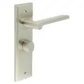 BUR-15SN-453SN-81SN Frelan Hardware Burlington 'Fitzrovia' Door Handles on 57mm Bathroom Backplate with Satin Nickel Turn & Release (Inner 3)