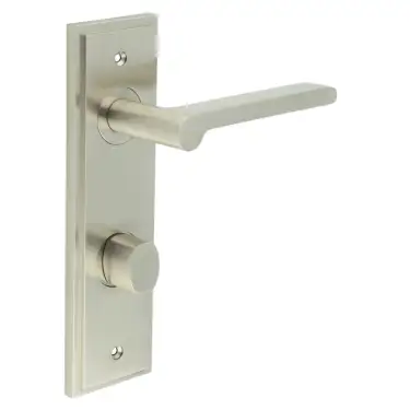 Click Here To Enlarge This Photo Of BUR-15SN-456SN-81SN Frelan Hardware Burlington 'Fitzrovia' Door Handles on 78mm DIN Bathroom Backplate with Satin Nickel Turn & Release (Inner 3)