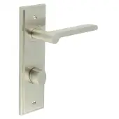 BUR-15SN-456SN-81SN Frelan Hardware Burlington 'Fitzrovia' Door Handles on 78mm DIN Bathroom Backplate with Satin Nickel Turn & Release (Inner 3)
